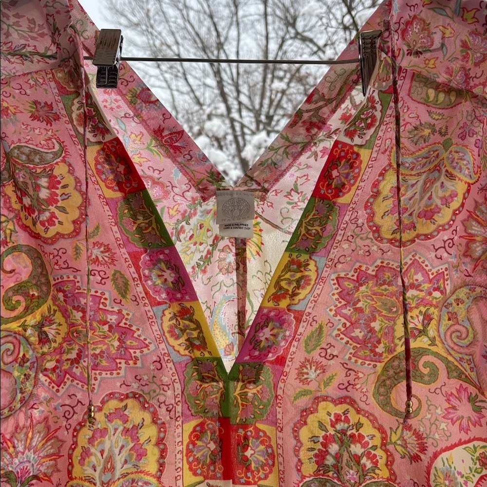 Natori Vintage y2K Luxury Slip Dress Set Matching Robe Kimono Caftan Large Pink - Picture 7 of 17